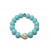 bracciale donna con pietre in turchese e perla di fiume
