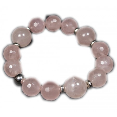 Bracciale realizzato in pietre semipreziose Quarzo Rosa BR215