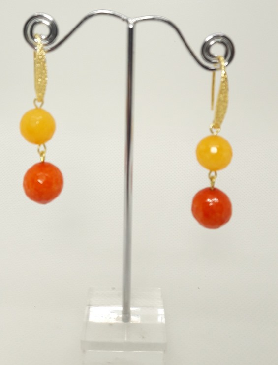 Orecchini con cristallo arancio e agata 