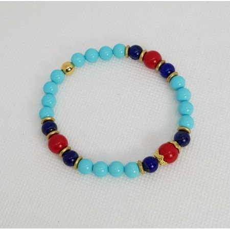 BRACCIALE IN PASTA DI CORALLO —TURCHESE - LAPIS CODICE: BR 348