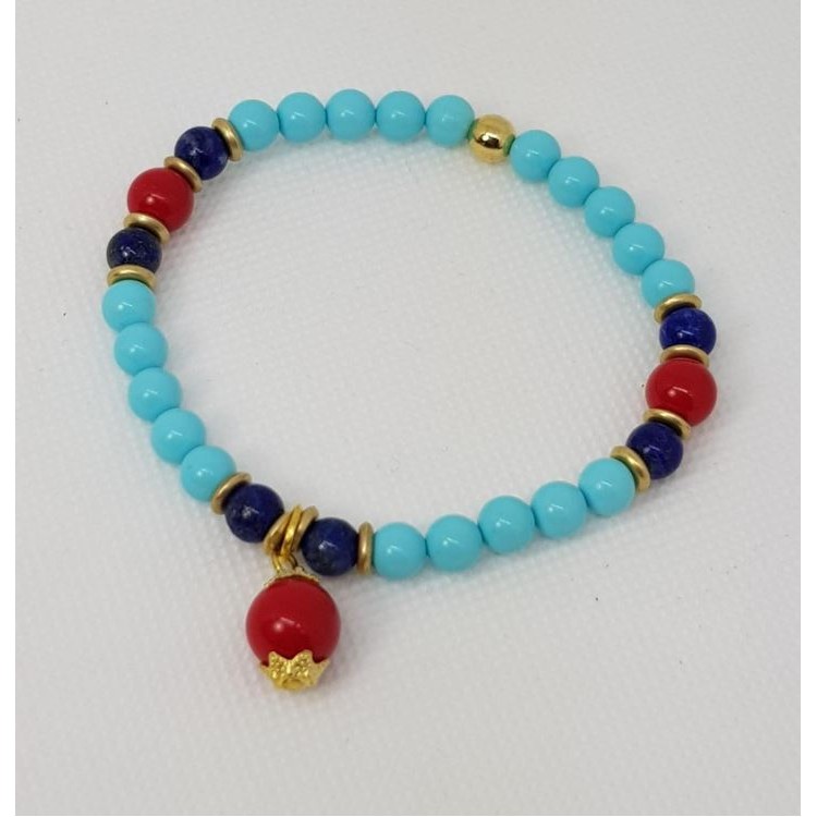 BRACCIALE IN PASTA DI TURCHESE — LAPIS — CORALLO CODICE: BR 349